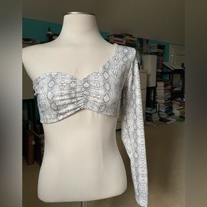 One Shoulder Snakeskin Top